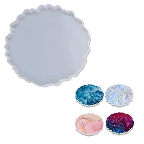 SNOOGG Pack of 4 Inch/ 8 Piece of Round and 1Piece of Stand Mould Epoxy Resin Casting Moulds for Making and DY Coaster, Cups Mats, Photo Display, Frame, Home Decoration and More. - Image 3
