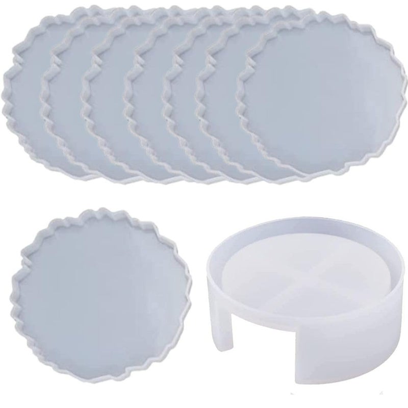 SNOOGG Pack of 4 Inch/ 8 Piece of Round and 1Piece of Stand Mould Epoxy Resin Casting Moulds for Making and DY Coaster, Cups Mats, Photo Display, Frame, Home Decoration and More. - Image 5