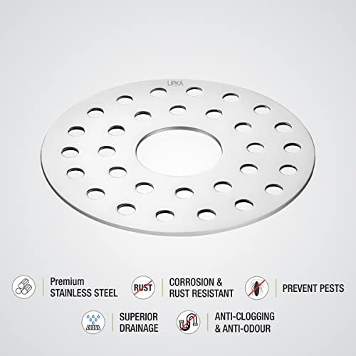 LIPKA Pack of 4 Plain Jali Round Floor Drain|Premium Stainless Steel| 4 Inches |with Hole| - Image 3