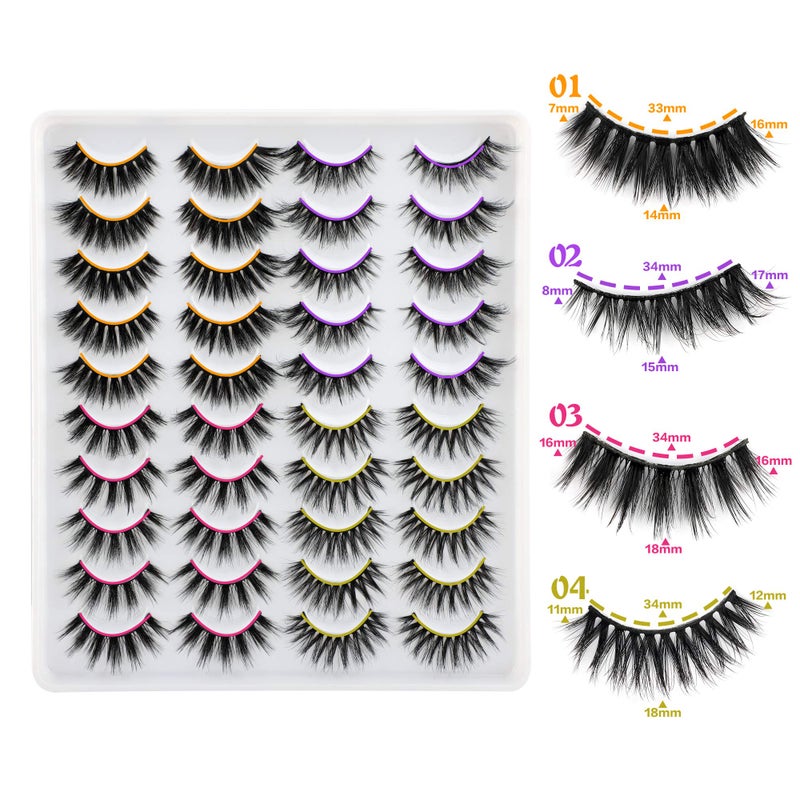 Lanflower False Eyelashes 20 Pairs 4 Styles Fluffy Long Dramatic Lashes Pack Wholesale Bulk Fake Faux Mink Lashes - Image 5