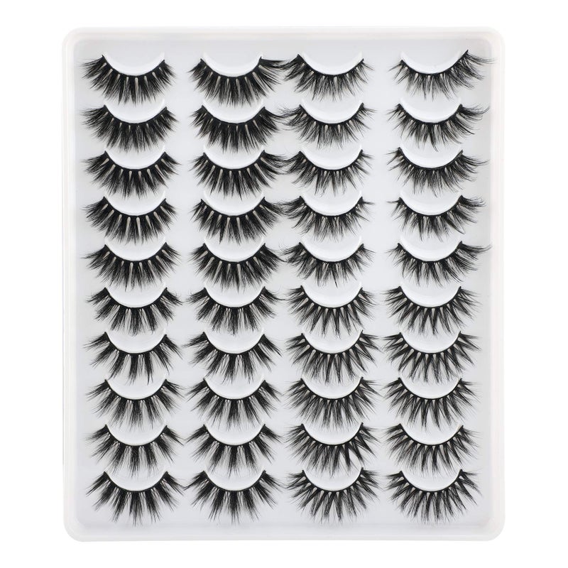 Lanflower False Eyelashes 20 Pairs 4 Styles Fluffy Long Dramatic Lashes Pack Wholesale Bulk Fake Faux Mink Lashes - Image 1