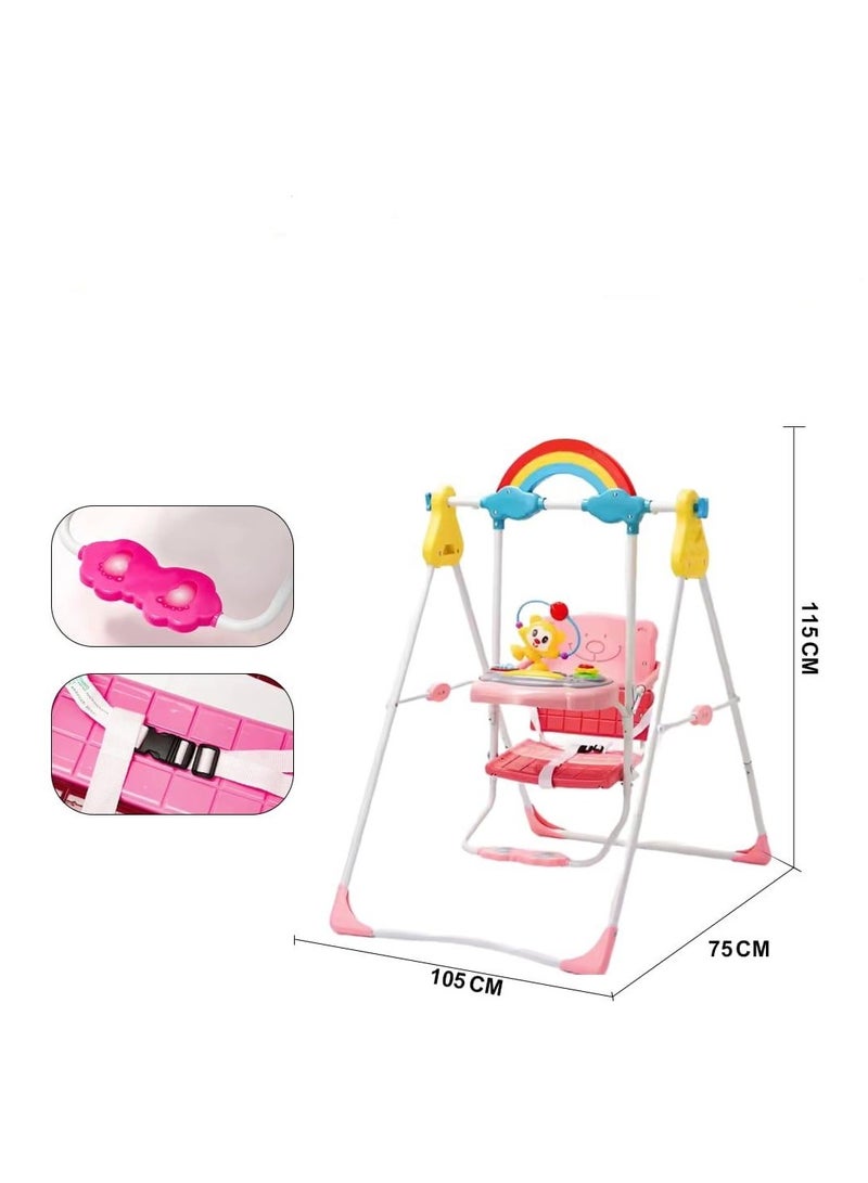 1PC Adorable Kids Swing Set – Sturdy Indoor/Outdoor Fun with Safety Belt