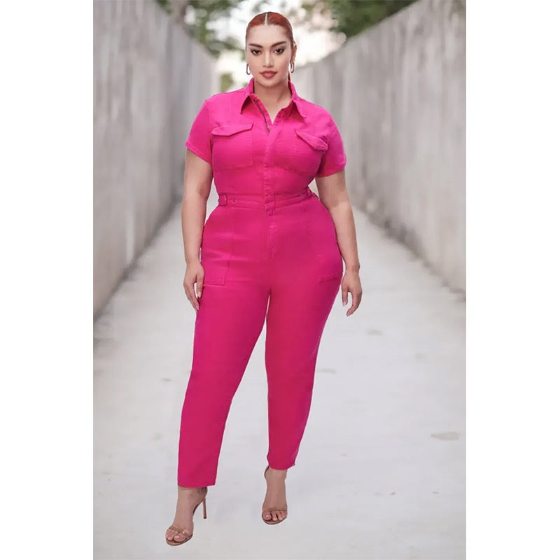 2023 New -Selling Casual Fashion Denim Women'S Slim Jumpsuit Plus Size - Image 3