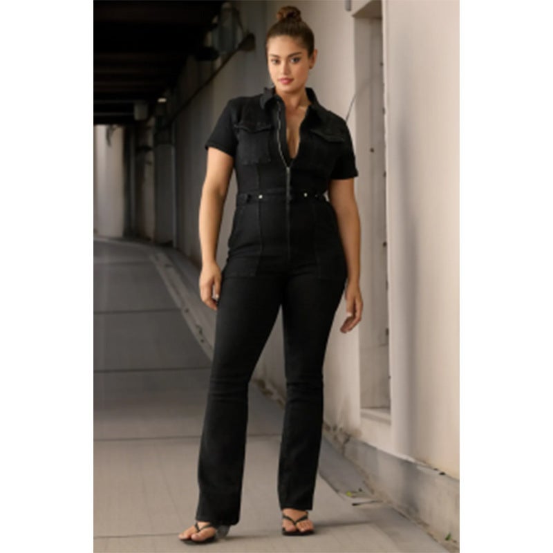 2023 New -Selling Casual Fashion Denim Women'S Slim Jumpsuit Plus Size - Image 1