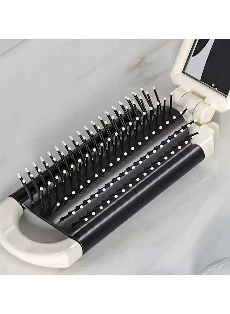 Goolsky 1pc Folding Hair Comb, Airbag Hair Brush with Mirror, Scalp Massage Brush, Lovely Bowknot Decoration Comb,Gift for Eid, Ramadan - Image 4