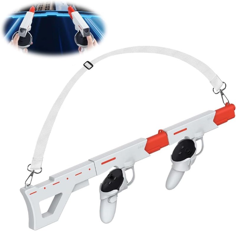 VR Game Controller, 2-in-1 Magnetic VR Controller Stock for Meta Quest 3, VR Pistol Controller Holder with Shoulder Straps, Enhanced FPS Gaming Control and Experience