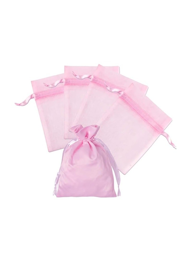 PRINTSHOP4ME PinkCancer Awareness Pink Organza Drawstring Bags - Silk Material 7.8 x 10.9 CM - Ideal for Gifting, Fundraising, and Charity Events - Reusable Small Pouch for Jewelry  - Image 4