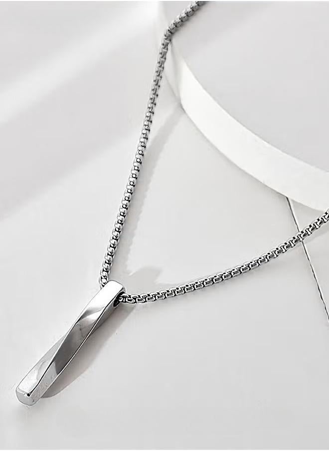 Casual Stylish Spiral Pendant Necklace Cool Sweater Chain for Men Women Silver  - Image 4
