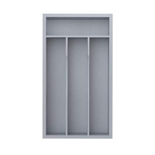 BEKVEM Silverware Organizer, Bamboo Kitchen Drawer Organizer, Utensil Holder, Cutlery Tray & Spoon Flatware Storage with Grooved Drawer Dividers (Grey, 6.7''W x 12''D) - Image 1