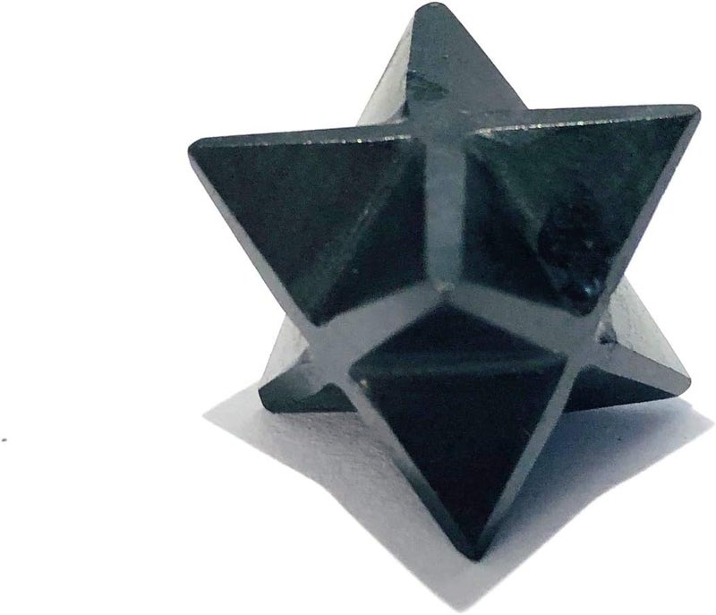 CRYSTALMIRACLE Black Tourmaline (Single Piece) Gemstone Merkaba Star Crystal Healing Reiki feng Shui Psychic Energy Men Women Gift Luck Powerful Deflector Metaphysical Health
