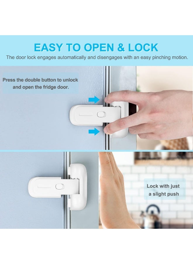 CLYMENE Refrigerator Fridge Freezer Door Lock for Kids, Child Proof Refrigerator Latch Lock to Keep Door Closed, No Tools Required and Easy Installation (White) - Image 2
