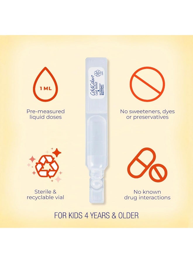 بويرون قطرات كولد كالم للأطفال ذات الاستخدام الواحد للتخفيف من أعراض البرد الناتجة عن العطس وسيلان الأنف واحتقان الأنف - جرعات سائلة معقمة وغير نعسان - 30 قطعة - Image 3