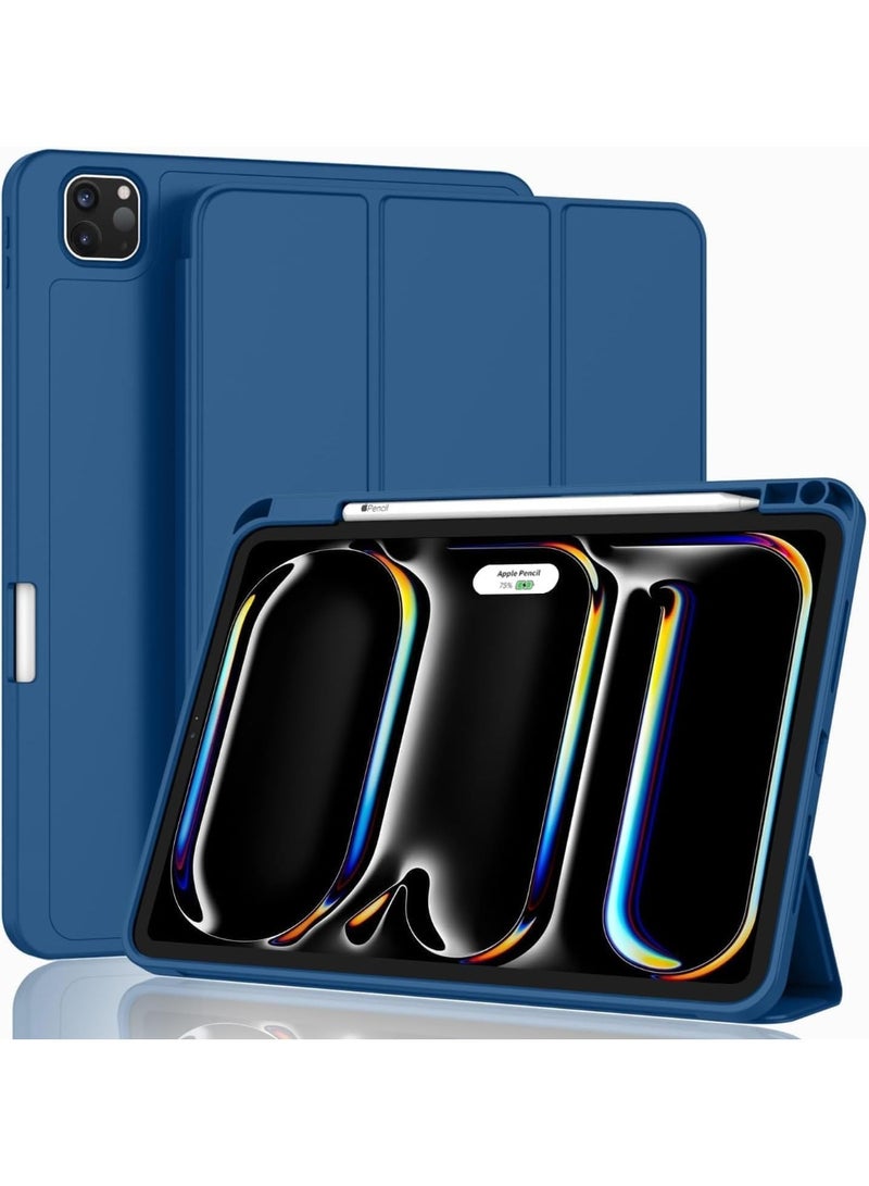 ELTRAZONE iPad Pro 11 inch Case 2024 (M4, 5th Gen) with Pencil Holder – Slim Smart Magnetic Cover Supports USB-C Pencil, Auto Sleep/Wake, Touch ID, Trifold Stand Protective Case (Navy Blue) - Image 1