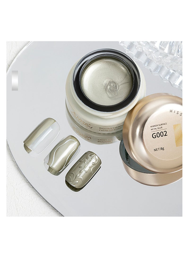Miss Gooey Nail Polish Color Cream Solid Gel Gold Mirror Metallic Glue Ultra Bright Nude Quick Drying 60 Seconds Salon Quality Bright Soak Requires UV Lamp Home DIY Manicure Painted Glue 8g  - Image 1
