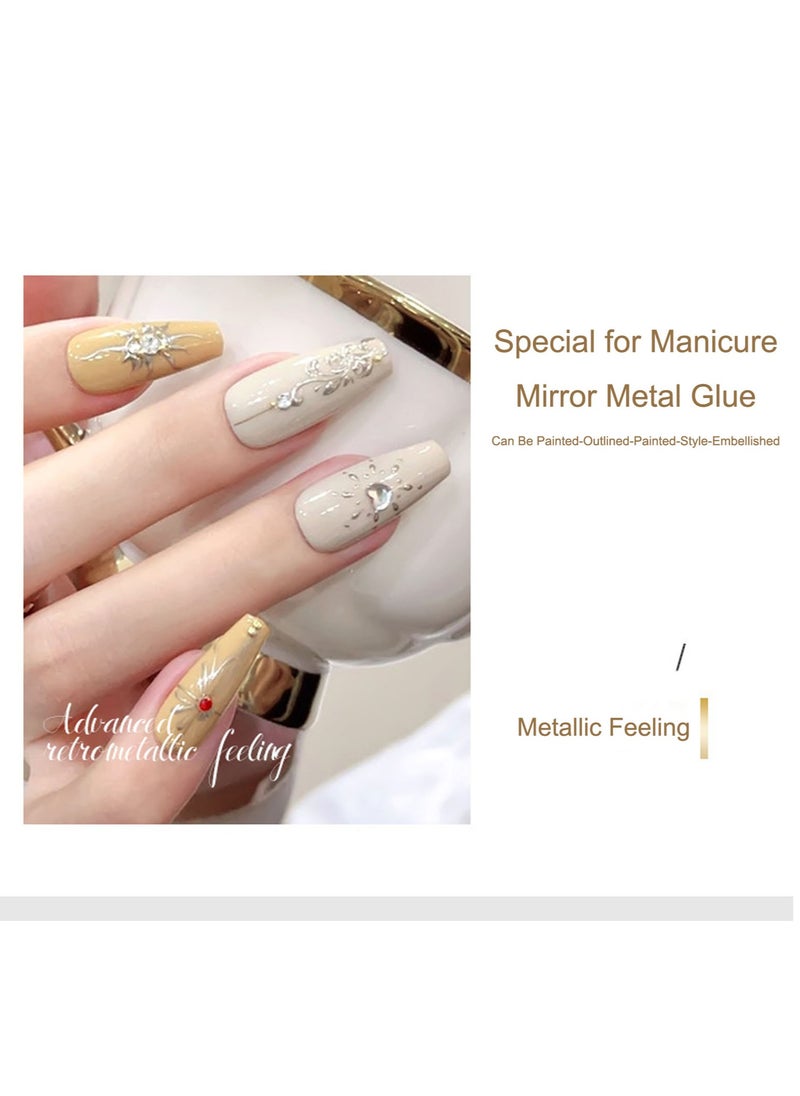 Miss Gooey Nail Polish Color Cream Solid Gel Gold Mirror Metallic Glue Ultra Bright Nude Quick Drying 60 Seconds Salon Quality Bright Soak Requires UV Lamp Home DIY Manicure Painted Glue 8g  - Image 4