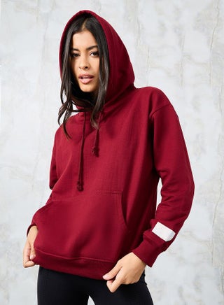 Regular Fit Printed Badge Hoodie with Front Pocket