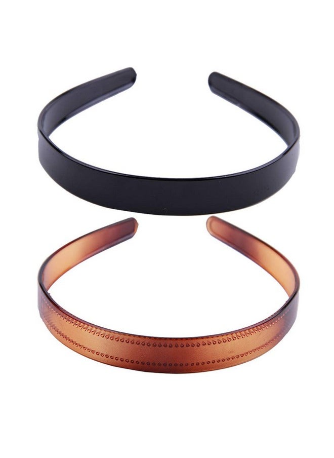 lasenersm 2 Pieces Plastic Headband With Teeth Simple Fashion Hair Hoop Hairband Headwear Plastic Hair Acessories Hair Bands For Women Girls, 1.8Cm Width, Black, Brown  - Image 2