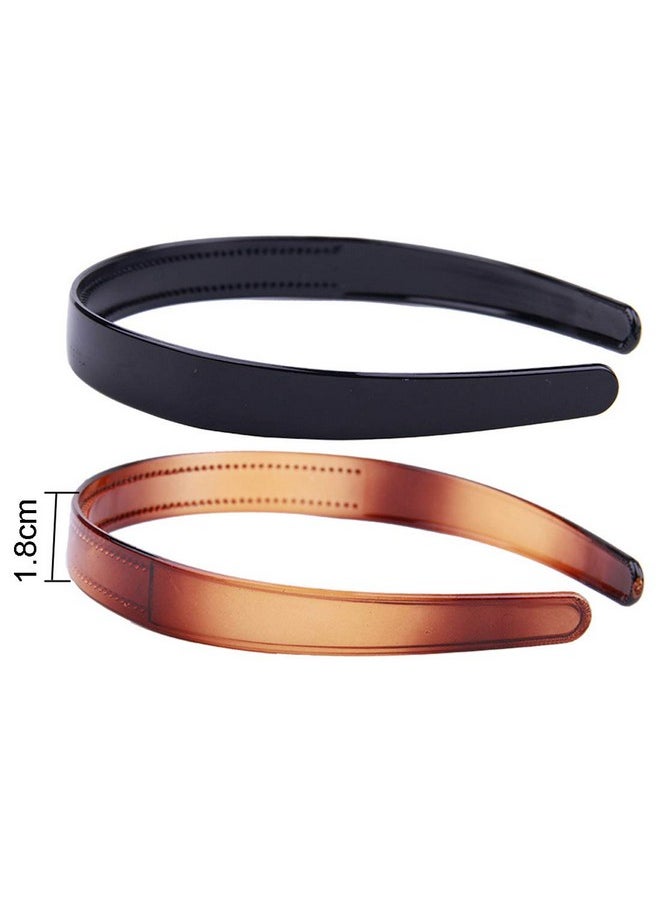 lasenersm 2 Pieces Plastic Headband With Teeth Simple Fashion Hair Hoop Hairband Headwear Plastic Hair Acessories Hair Bands For Women Girls, 1.8Cm Width, Black, Brown  - Image 4