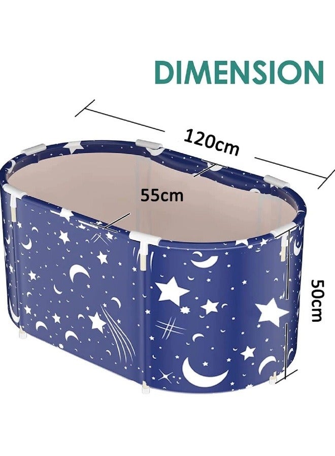 XiuWoo Portable Foldable Bathtub,Foldable Soaking Bathtub for Adults, Freestanding Bathtubs, Hot Bath Tub, Ice Bath, Family Bathroom SPA Tub,Extra Large Foldable Bathtub Freestanding Soaking Bathing Tub,for Adult Bathroom Folding SPA Tub, Shower Stall, Separate Family Bathroom SPA Tub for Hot Ice Bath (Blue) - Image 2