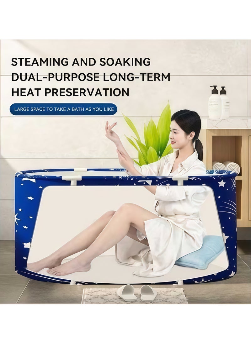 XiuWoo Portable Foldable Bathtub,Foldable Soaking Bathtub for Adults, Freestanding Bathtubs, Hot Bath Tub, Ice Bath, Family Bathroom SPA Tub,Extra Large Foldable Bathtub Freestanding Soaking Bathing Tub,for Adult Bathroom Folding SPA Tub, Shower Stall, Separate Family Bathroom SPA Tub for Hot Ice Bath (Blue) - Image 3