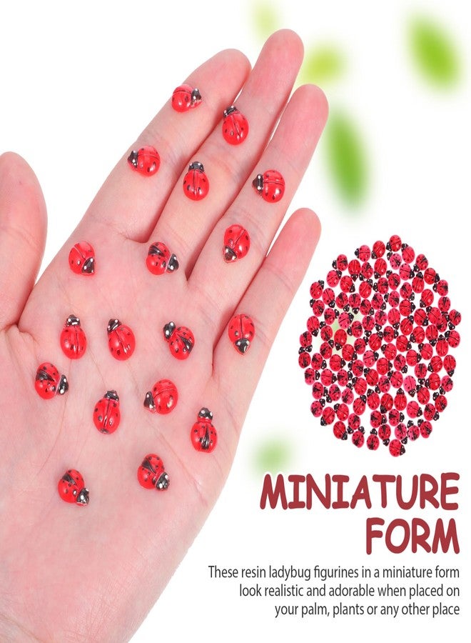 TOYANDONA 100pcs Mini Ladybug Figurines Adorable Resin Statues for Garden Decoration for Terrariums Fairy Gardens and Party Favors Bulk Mini Ladybug Toys for Creative Play - Image 3