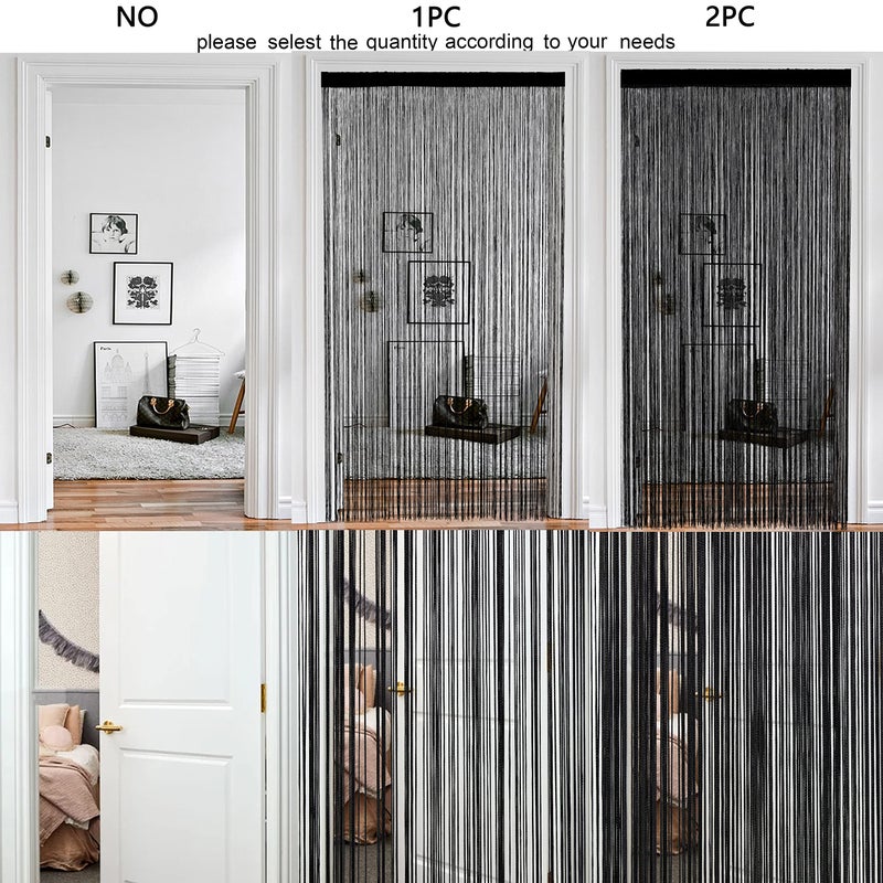 HSYLYM String Door Curtain Dense Spaghetti Fringe Closet Curtains Privacy for Doorways Windows Bedroom Closet Door Room Divider Background 110 inches Long 100x280cm/39x110in Black 1 Curtain Panel - Image 3