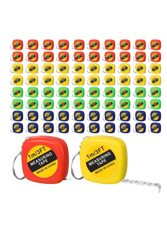 Generic Small Tape Measure Bulk,Random colors 80 Pcs 3 Ft 1M Mini Measuring Tape Retractable Tape with Lock, Pocket Portable Measurement Tape Bulk for Construction Party Favors Birthday Gift Daily, 4 Colors 