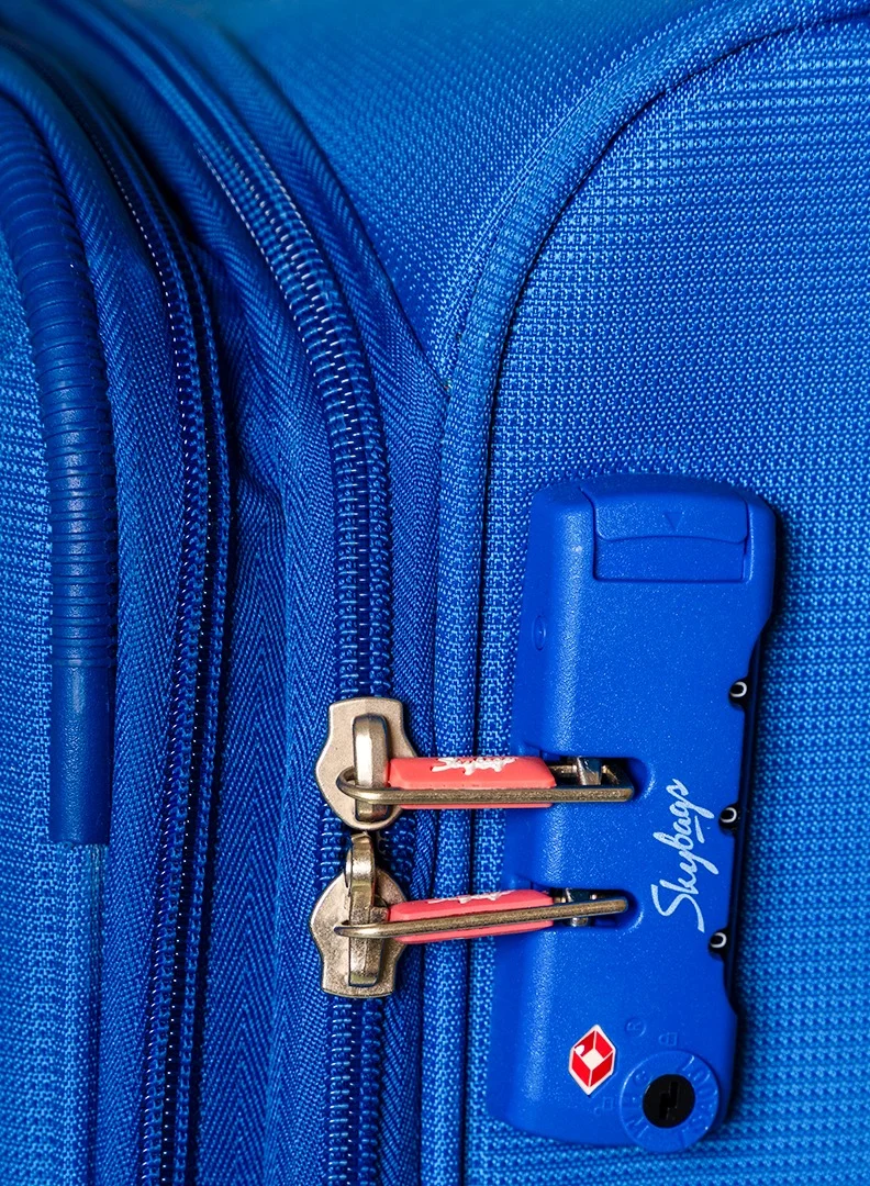 Skybags Vanguard Cabin-20 Inch Luggage with Anti Theft Zipper | TSA Lock| Smooth Dual Wheels| Wet Pouch for toiletries| Blue