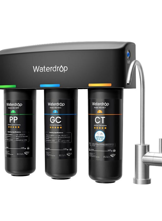 Waterdrop TSB 3-Stage High Capacity Under Sink Water Filter, with Dedicated Faucet, NSF/ANSI 42 Certified Element, USA Tech - Image 1