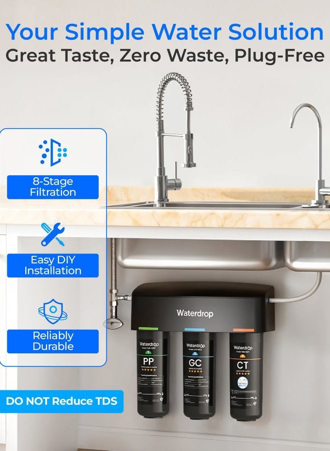 Waterdrop TSB 3-Stage High Capacity Under Sink Water Filter, with Dedicated Faucet, NSF/ANSI 42 Certified Element, USA Tech - Image 3