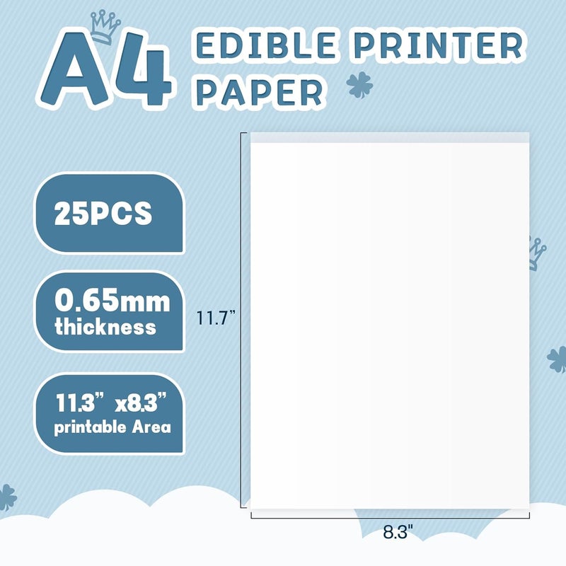 FUTEBO Edible Paper A4 Size, 5 Counts Icing sheets, 11.7" x 8.3" Frosting Sheets, Edible Image Paper for Cupcake Decoration, Sugar Sheet for Cake Printer - Image 2