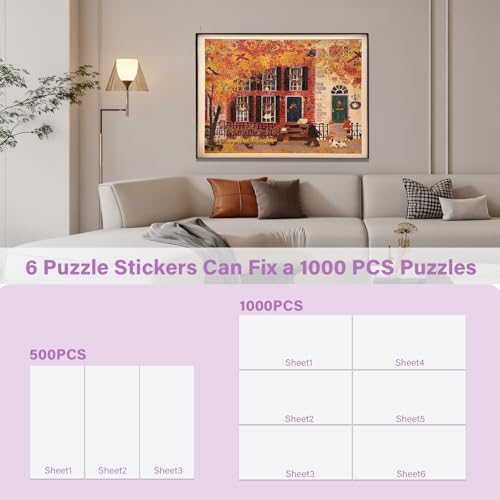 KOSTBAR Puzzle Glue Sheets for 1000Pieces 96 PCS Puzzles Saver Sheets Easy Peel and Stick Jigsaw Sticker Sheets NoClean Puzzle Glue Stickers Gifts for Puzzles Lovers 96 PCS - Image 5