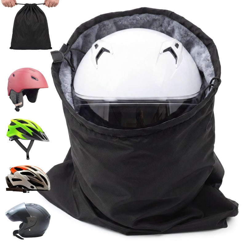 Yeyeplum 1 Pack Hockey Helmet Bag with Fleece Lining Waterproof Microfiber with Drawstring Locking Large Capacity Lightweight for Sports Hockey Football Welding Motorcycle Bicycle Helmet - Image 3