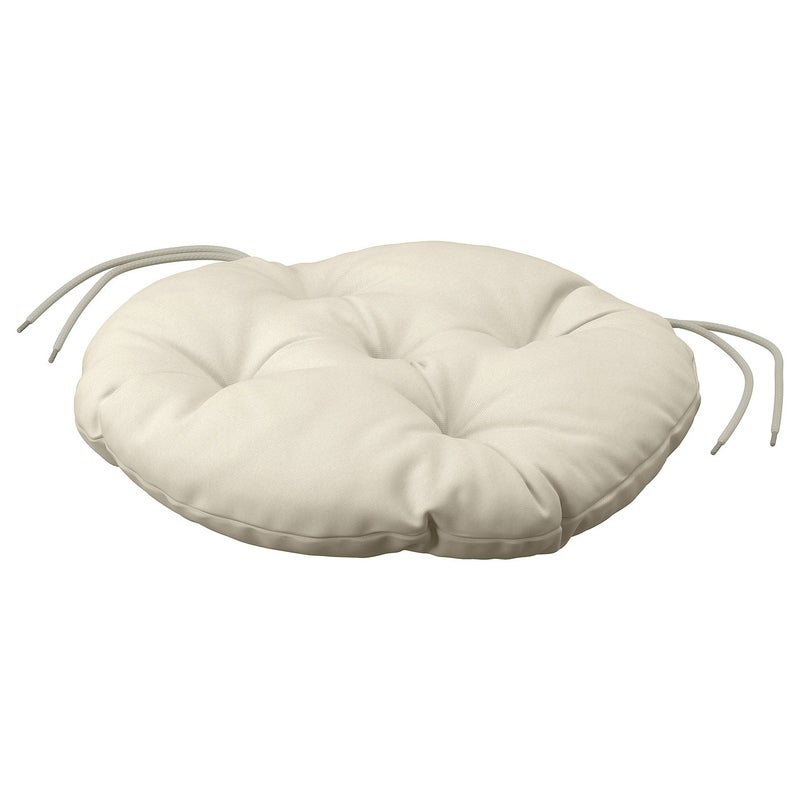Round Outdoor Chair Cushion, Fade-Resistant, Light Grey-Beige, 35 cm