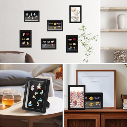 CROISSANT Black Lapel Pin Display Case, 4x6 Shadow Box Frame for Walls and Desktops,Shadow Box for Pins, Enamel Pin Display Frame（Black，4X6 1 Pack） - Image 4