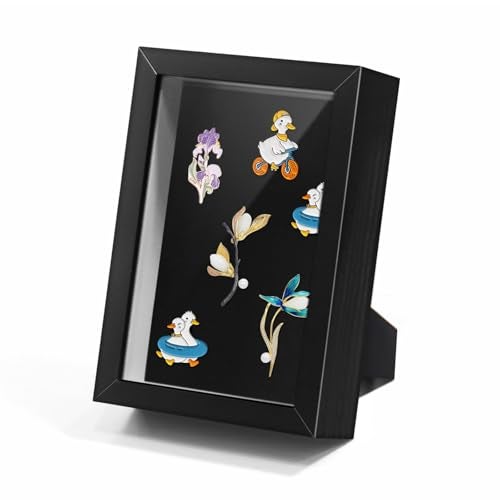 CROISSANT Black Lapel Pin Display Case, 4x6 Shadow Box Frame for Walls and Desktops,Shadow Box for Pins, Enamel Pin Display Frame（Black，4X6 1 Pack） - Image 1