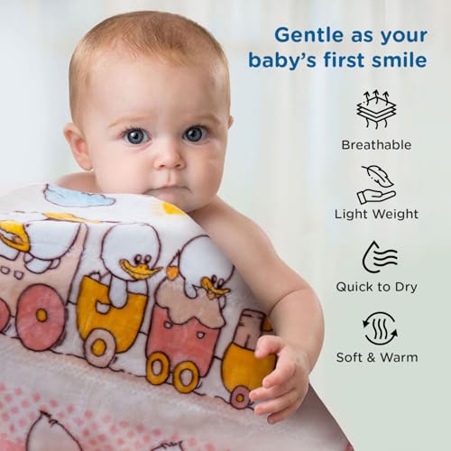 Mee Mee Ultra Soft Plush | Lightweight & Comfortable Baby Blankets | Swaddle for Infant & Toddler | Multipurpose | Breathable | Double Layred 1Years+ | Pink | 110X140 CM - Image 2