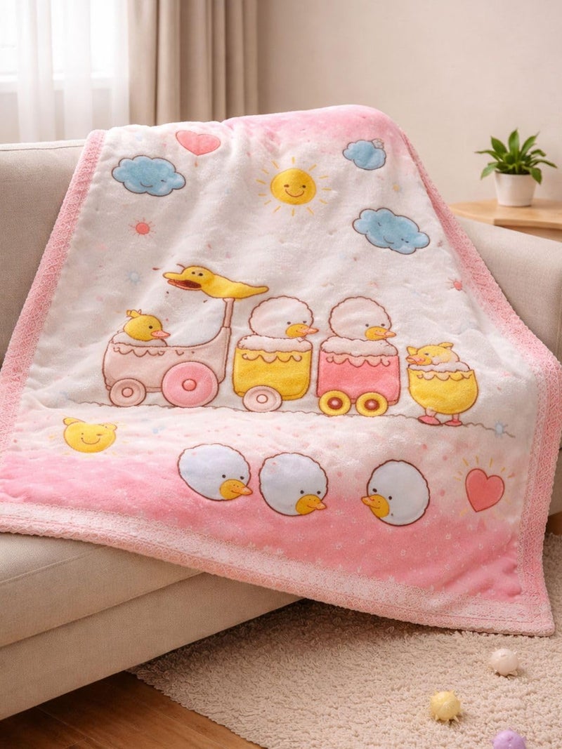 Mee Mee Ultra Soft Plush | Lightweight & Comfortable Baby Blankets | Swaddle for Infant & Toddler | Multipurpose | Breathable | Double Layred 1Years+ | Pink | 110X140 CM - Image 1