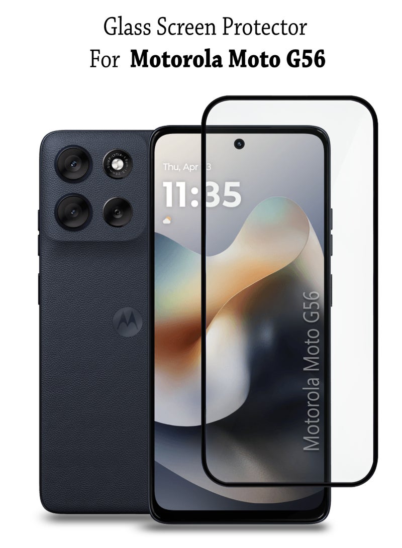 Motorola Moto G56 Screen Protector | Tempered Glass Compatible with Motorola Moto G56| Screen Protector Full HD Quality Tempered Glass Anti-Scratch Edge to Edge Coverage with Easy Installation Kit - Black - Image 1