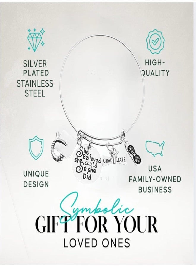 Infinity Collection Graduation Bracelet - She Believed She Could So She Did Graduation Jewelry Gift for Female Graduates, Senior Gifts, Class of 2025 - Image 3