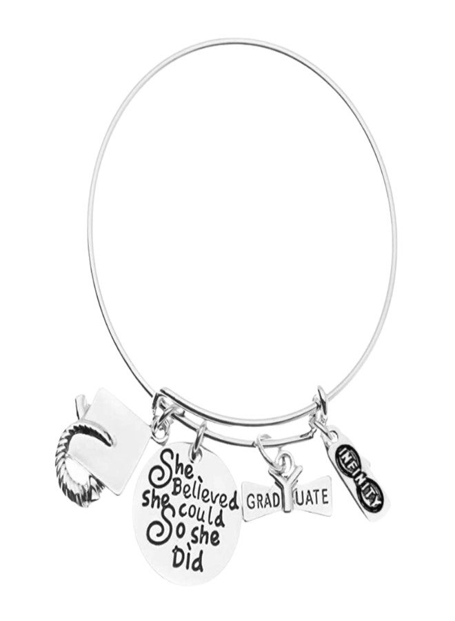 Infinity Collection Graduation Bracelet - She Believed She Could So She Did Graduation Jewelry Gift for Female Graduates, Senior Gifts, Class of 2025 - Image 1