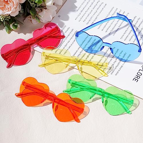Bantoye 12 Pcs Heart Shaped Sunglasses Colorful Trendy Rimless Sunglass Candy Color Party Favors for Women, Multicolor 1 - Image 5