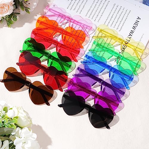 Bantoye 12 Pcs Heart Shaped Sunglasses Colorful Trendy Rimless Sunglass Candy Color Party Favors for Women, Multicolor 1 - Image 4