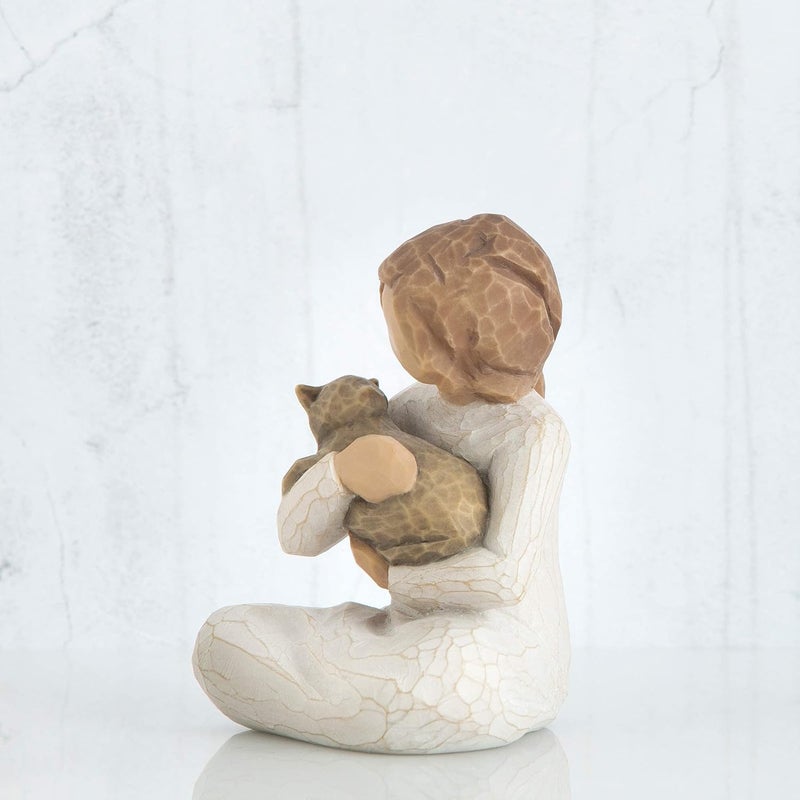 Willow Tree Kindness Girl Figurine - Hand-Painted Resin Sculpture of a Girl Holding a Cat - Image 4