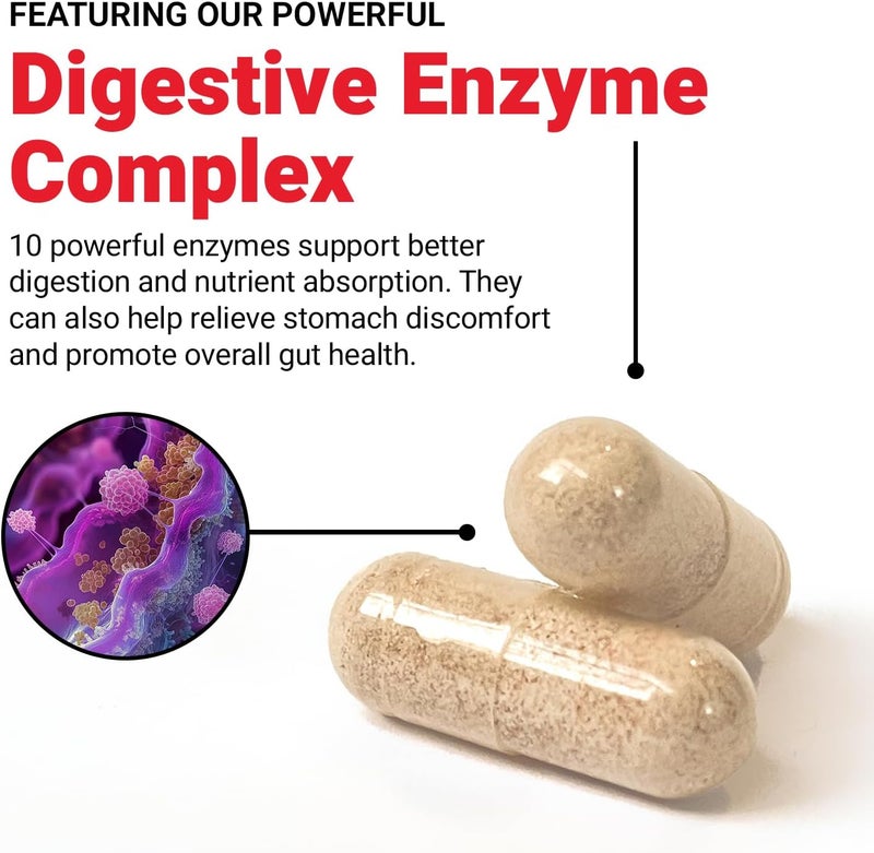 FORCE FACTOR Digestive Enzymes Complex to Support Digestive Health Gut Health and Provide Bloating Relief for Women and Men FullSpectrum 10 Digestive Enzymes NonGMO 90 Capsules - Image 3