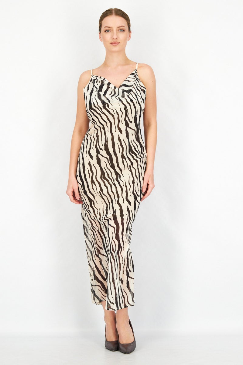 SNDYS Women Animal Print Maxi Dress, Black - Image 1