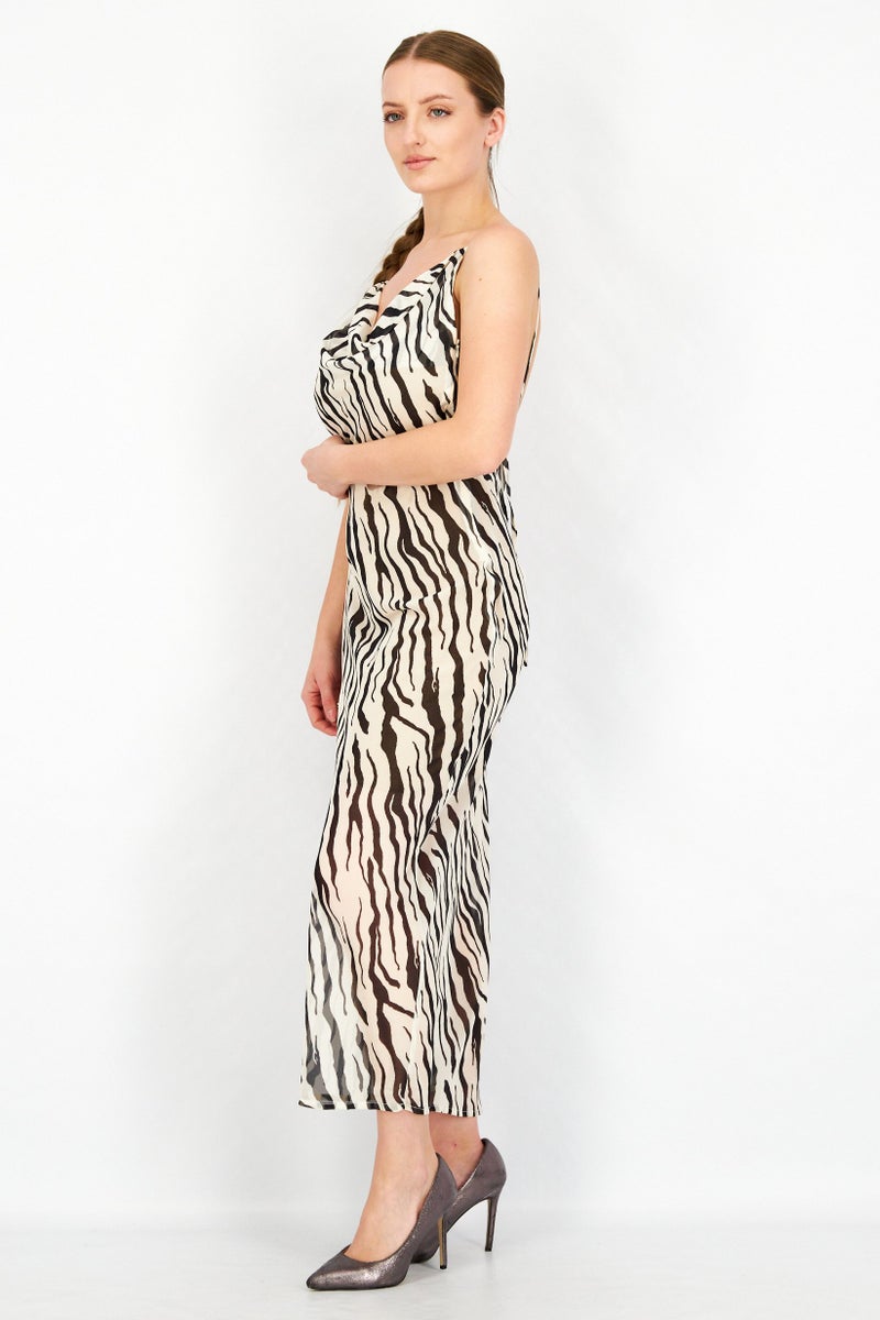 SNDYS Women Animal Print Maxi Dress, Black - Image 3