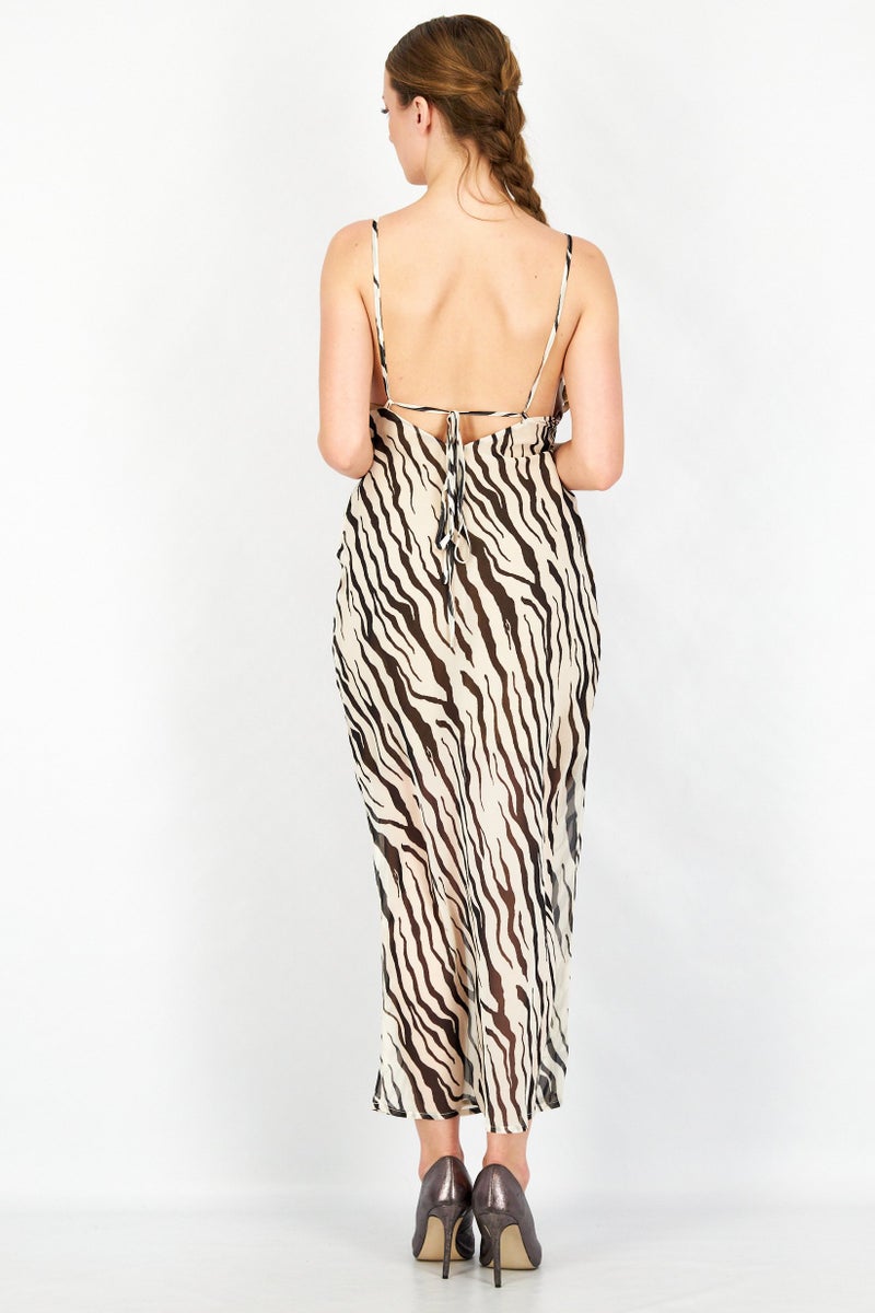 SNDYS Women Animal Print Maxi Dress, Black - Image 2