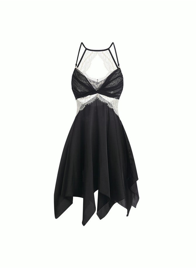 MIXDE - Ladies Satin Luxury Solid Color Sling Nightdress Glamorous Pajamas Homewear With Panties - Image 1