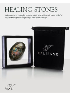 Kalifano KALIFANO Labradorite Palm Stone with Healing & Calming Effects - High Energy Labradorita with Information Card - Reiki Worry Crystal Used for Cleansing and Protection  - Image 2